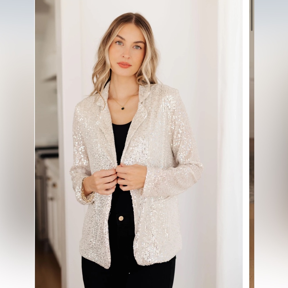 Sequin Blazer - Black or Cream